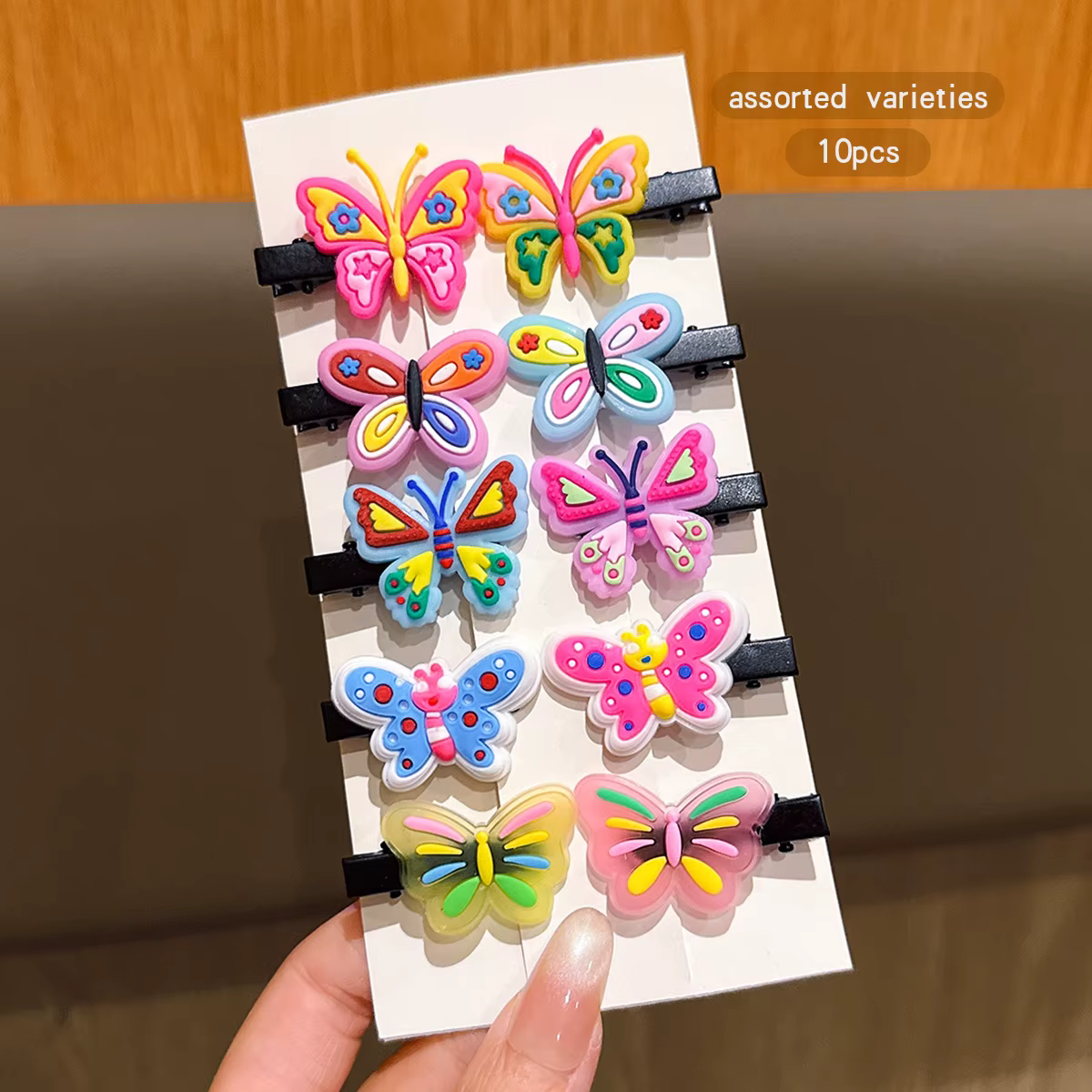 10 pinces à cheveux papillon colorées