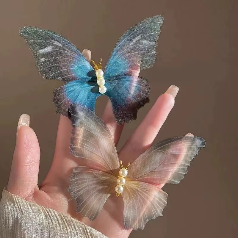 Pinces à cheveux rétro en dentelle papillon pour femmes