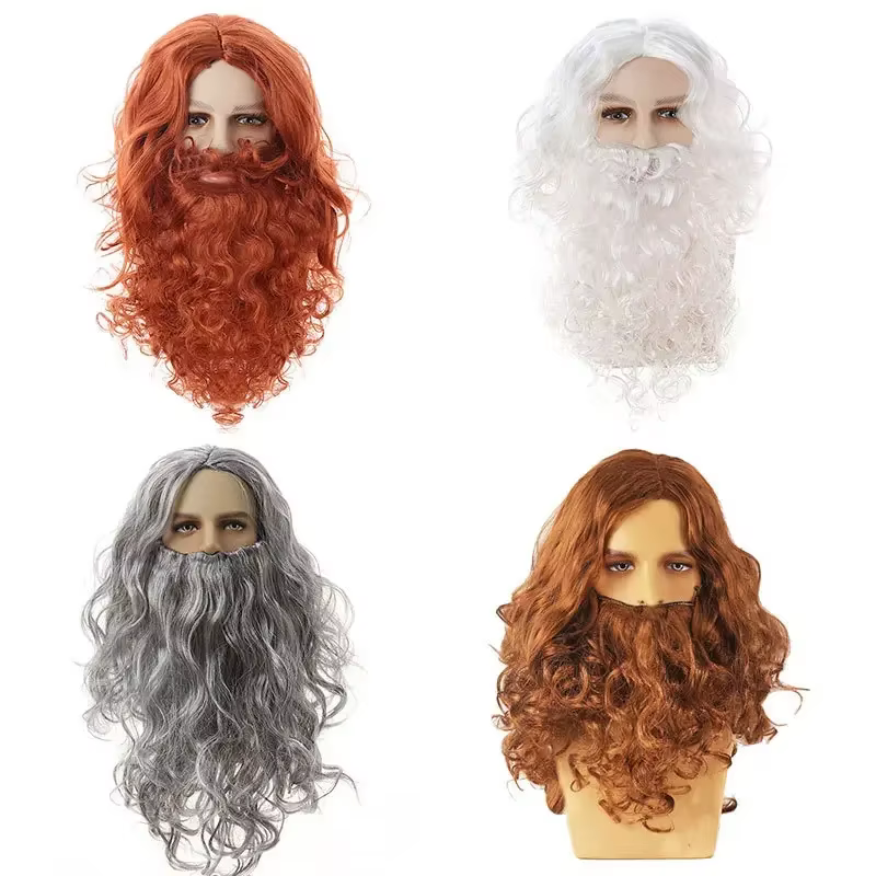 Perruque et barbe de Père Noël 2026 – Ensemble complet
