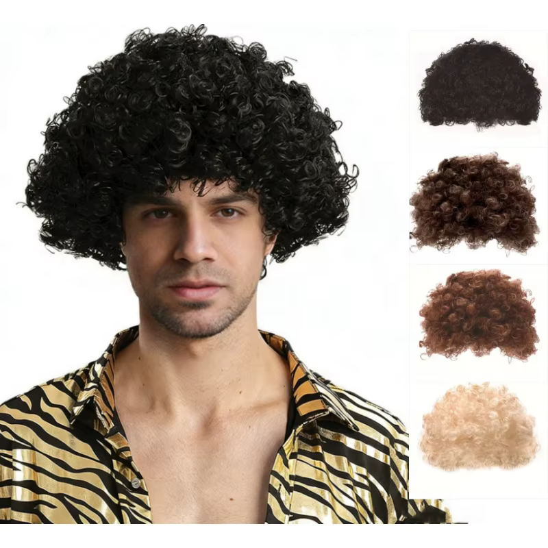 Perruques synthétiques bouclées Disco Hippie Rock Punk Afro