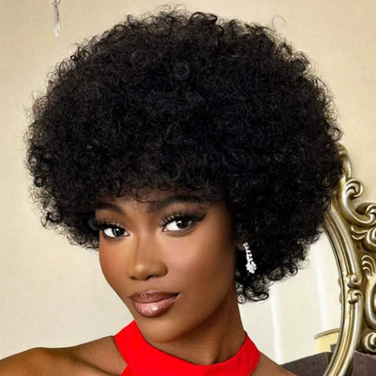 Perruque Afro crépue bouclée BOB couleur naturelle