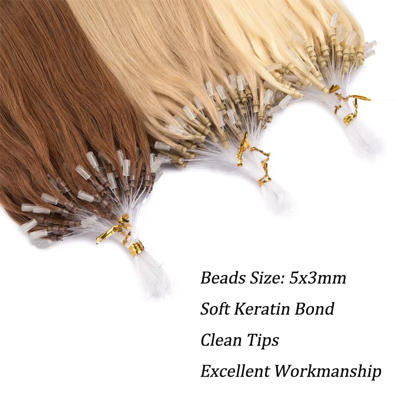 Extension de cheveux humains droits Micro boucle Extensions