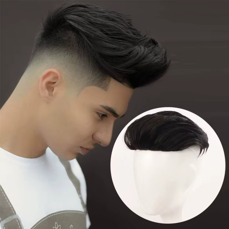 Perruque synthétique lisse et ondulée pour hommes