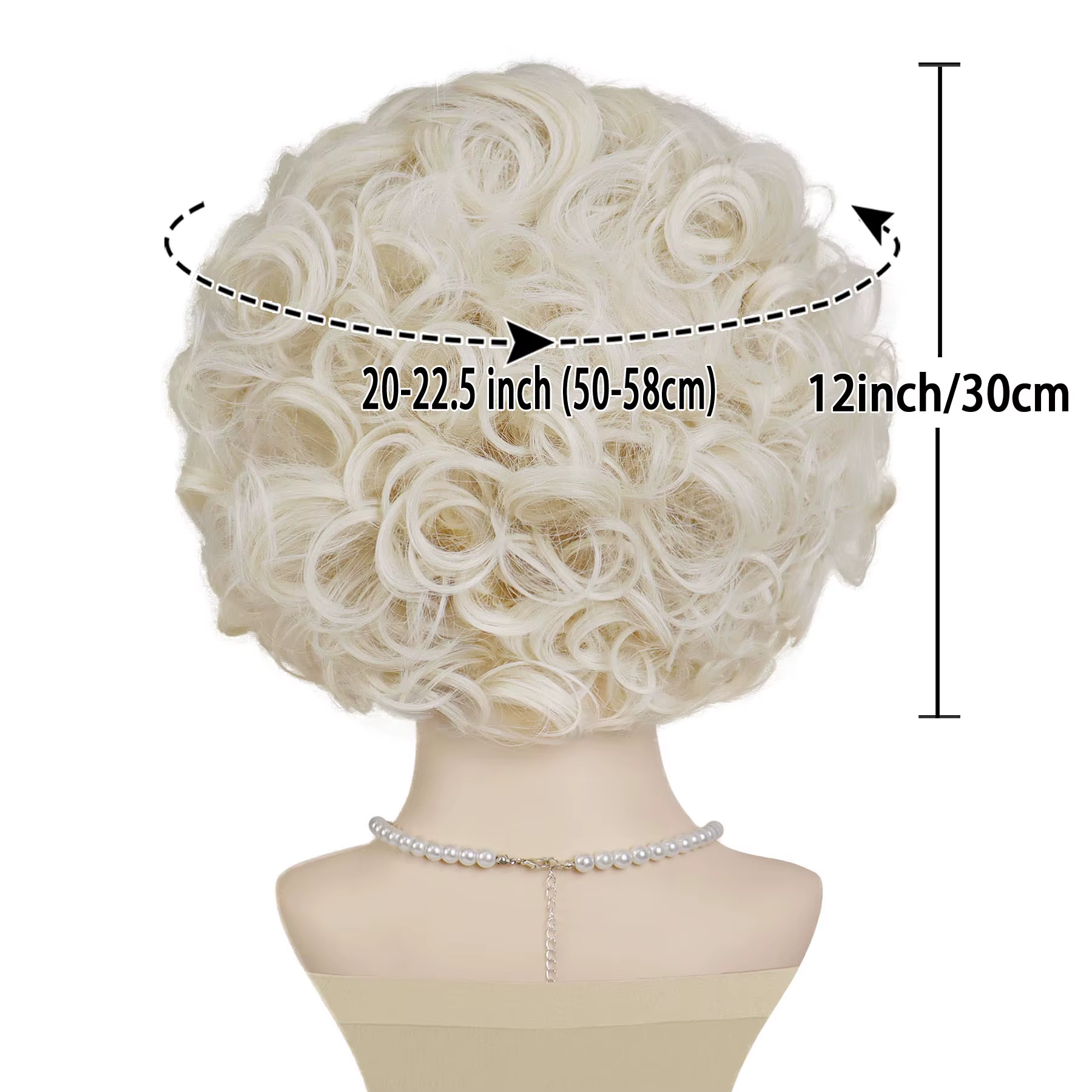 Perruque synthétique bouclée courte Blonde platine