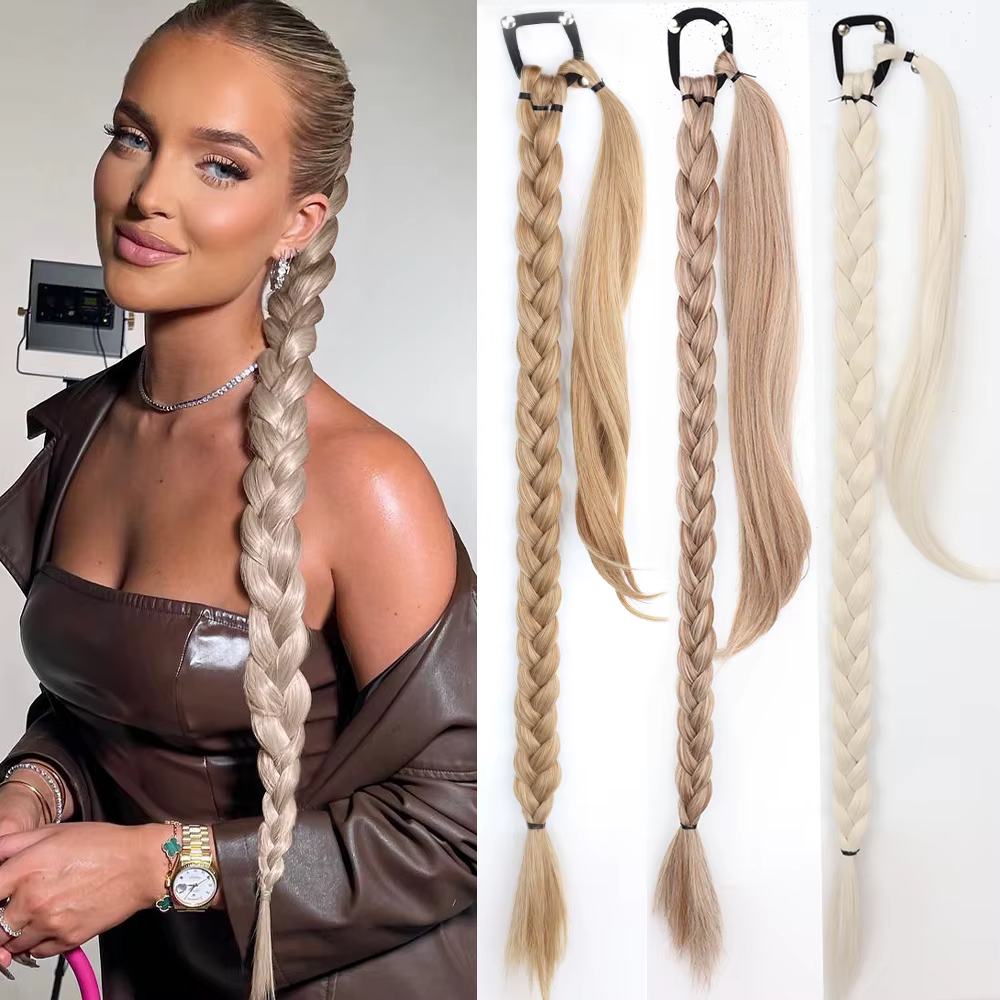 Extensions de queue de cheval tresses de boxe synthétiques enrouler autour