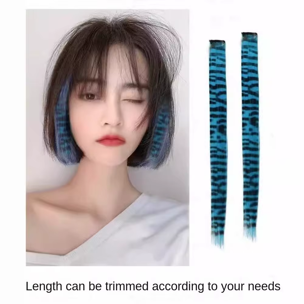 Extensions capillaires synthétiques colorées à clips imprimés à rayures