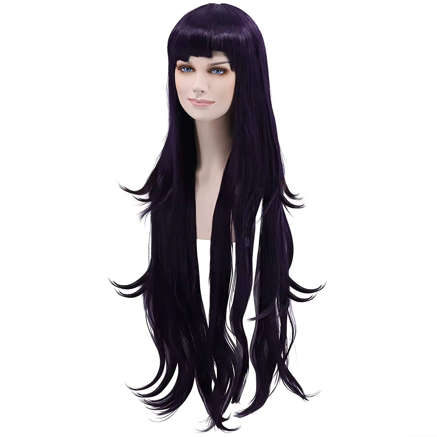 Perruque de Cosplay longue violette Mikan Tsumiki violet foncé