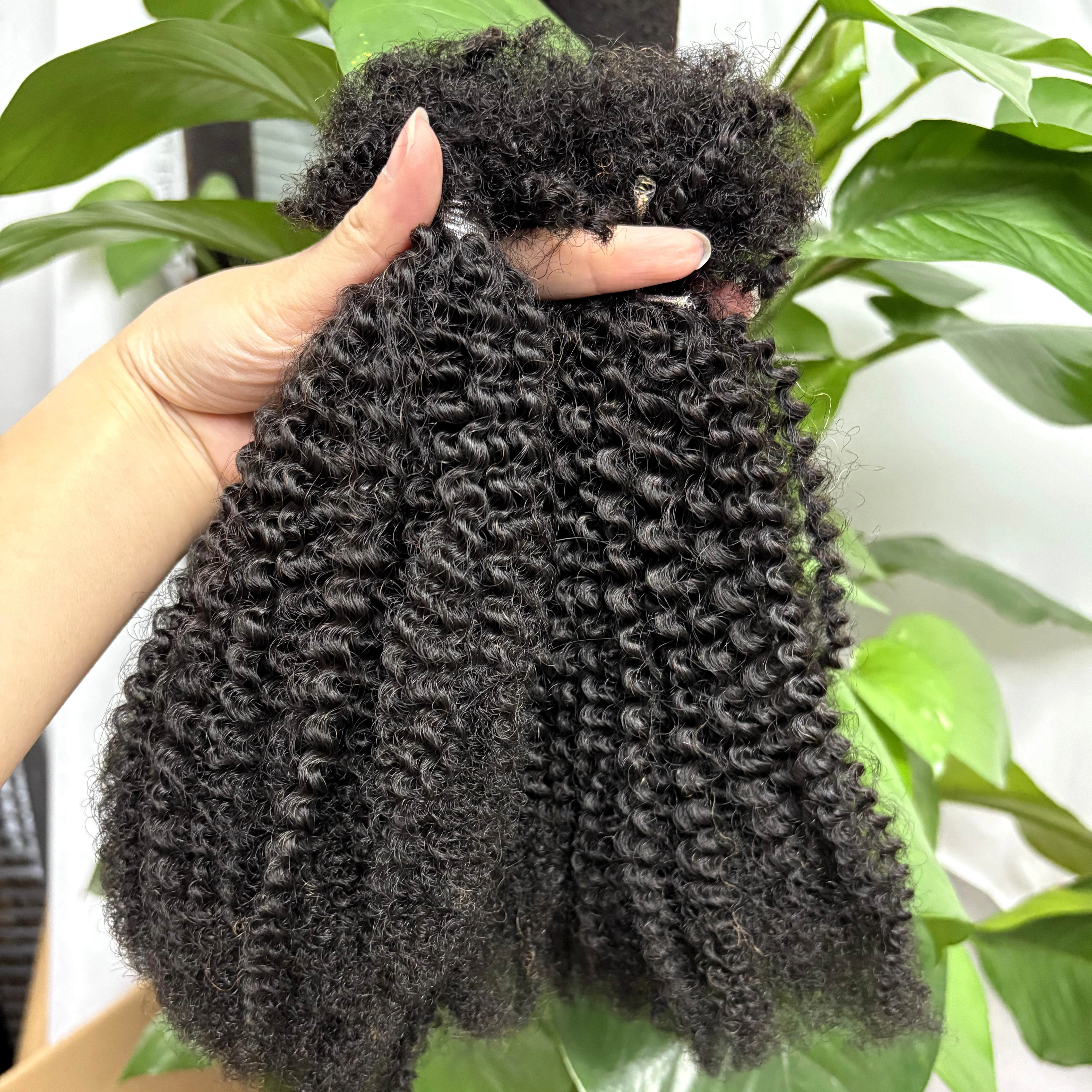 Extensions de cheveux humains bouclés afro crépus en vrac sans trame 30g/paquet 16 pouces pour micro-locks/permanentes/torsades/tresses/réparation de locks