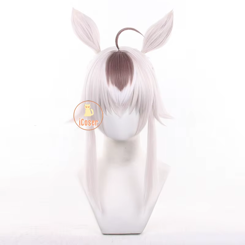 Anime Uma Musume cendrillon gris Oguri casquette Cosplay perruque chapeaux lumière blanche cheveux oreilles Halloween fête femmes filles carnaval accessoires