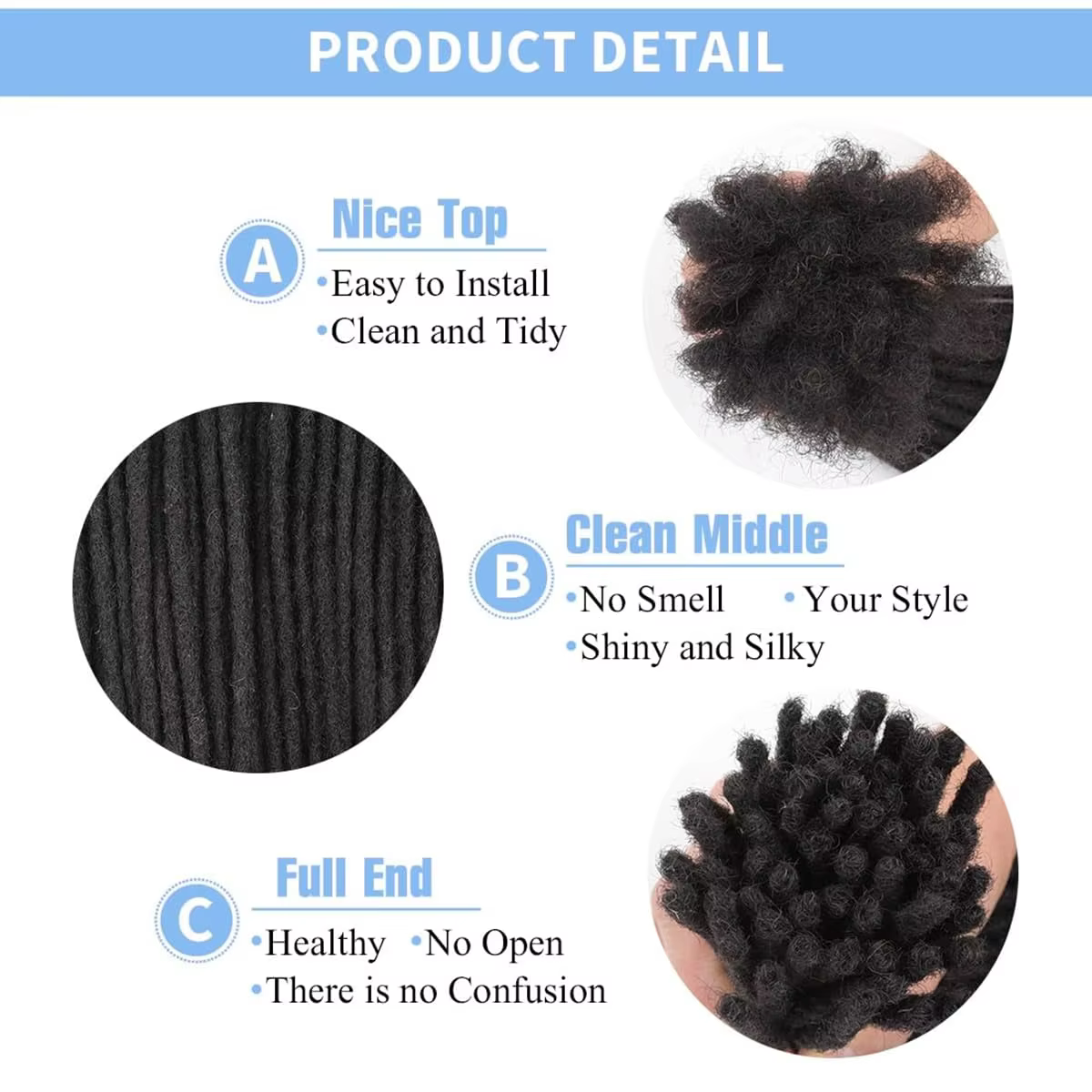 Dreadlock Extensions faites à la main pour hommes