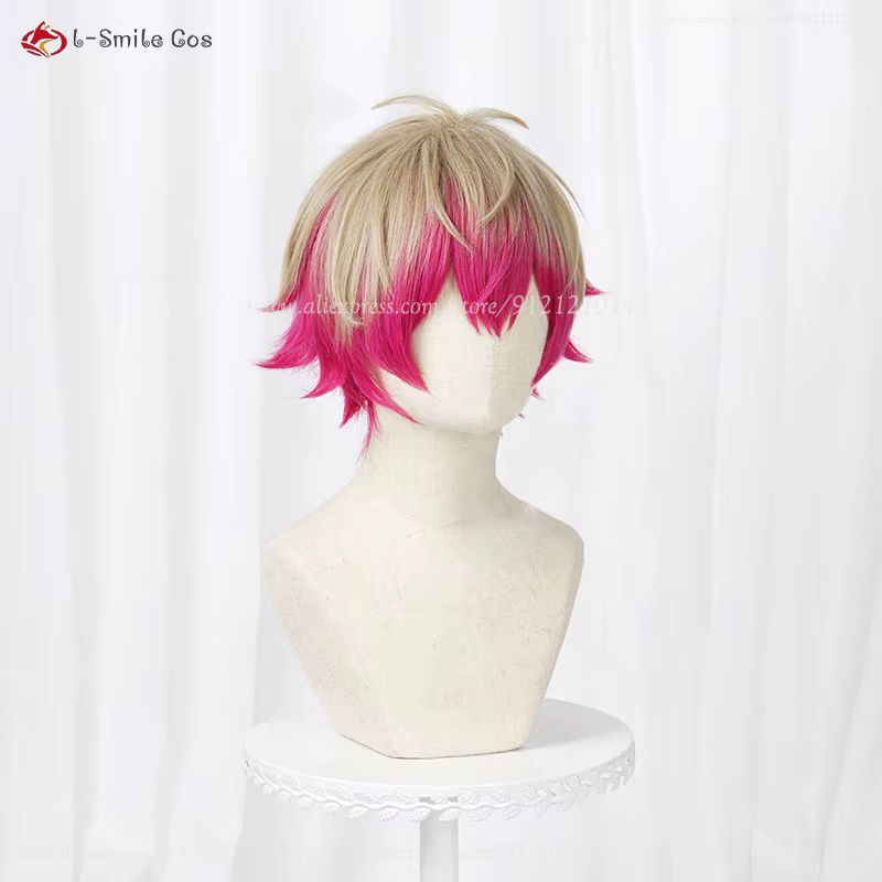 Anime Alexis Ness Cosplay perruques 32 cm lin Rose perruques mixtes Cosplay Anime Cosplay perruque résistant à la chaleur cheveux synthétiques + bonnet de perruque