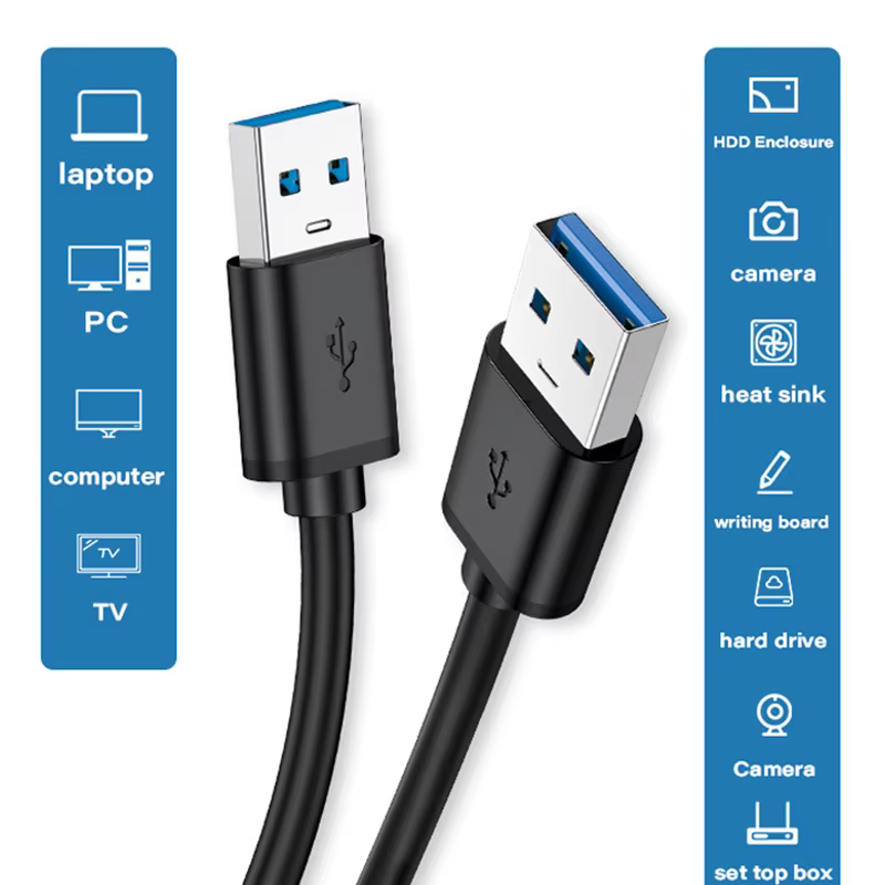 Câble d'extension USB 3.0 USB mâle à mâle 5Gbps câble de données de Transmission rapide USB3.0 pour ordinateur portable vers disque dur Mobile TV
