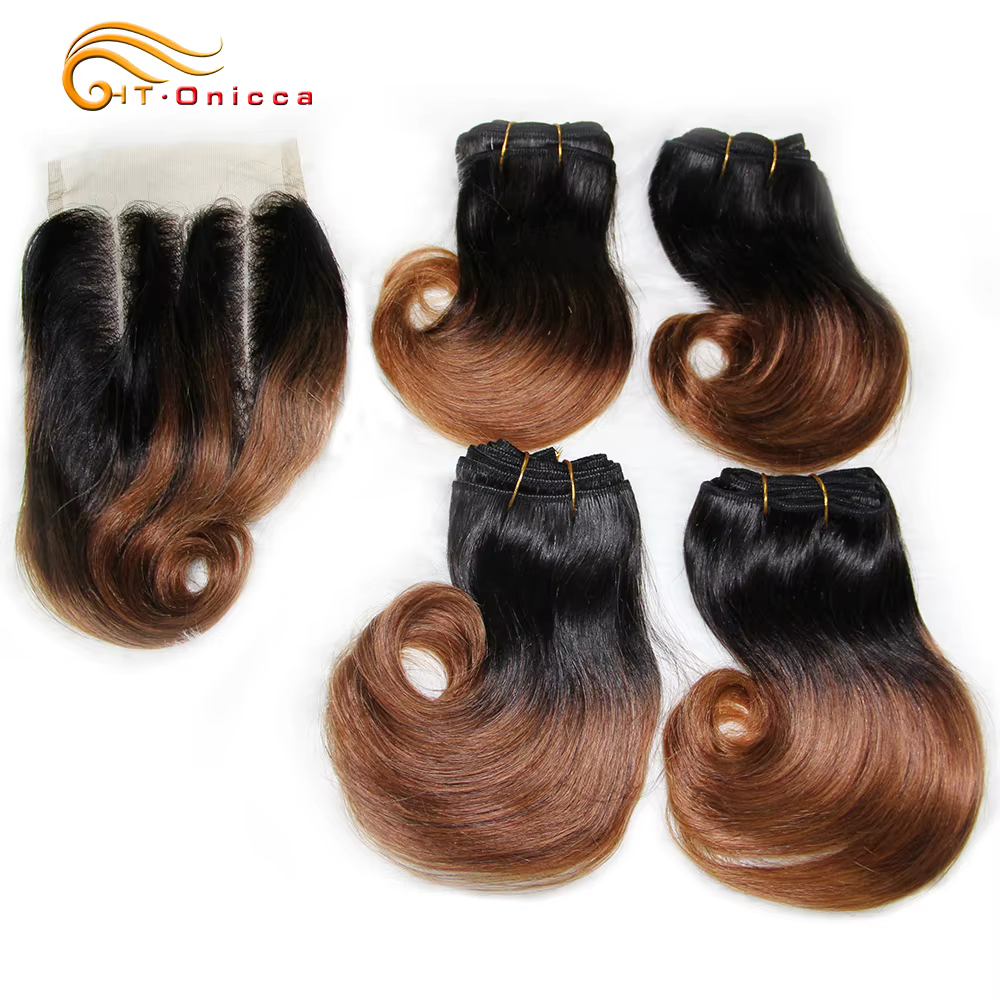 Paquets de cheveux humains bouclés rebondissants avec fermeture Extensions de tissage