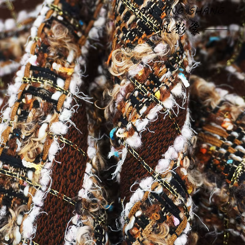 2025 doré brun rêve tissage laine Tweed tissu pour manteau Telas Costura Tissus Couture tzejь