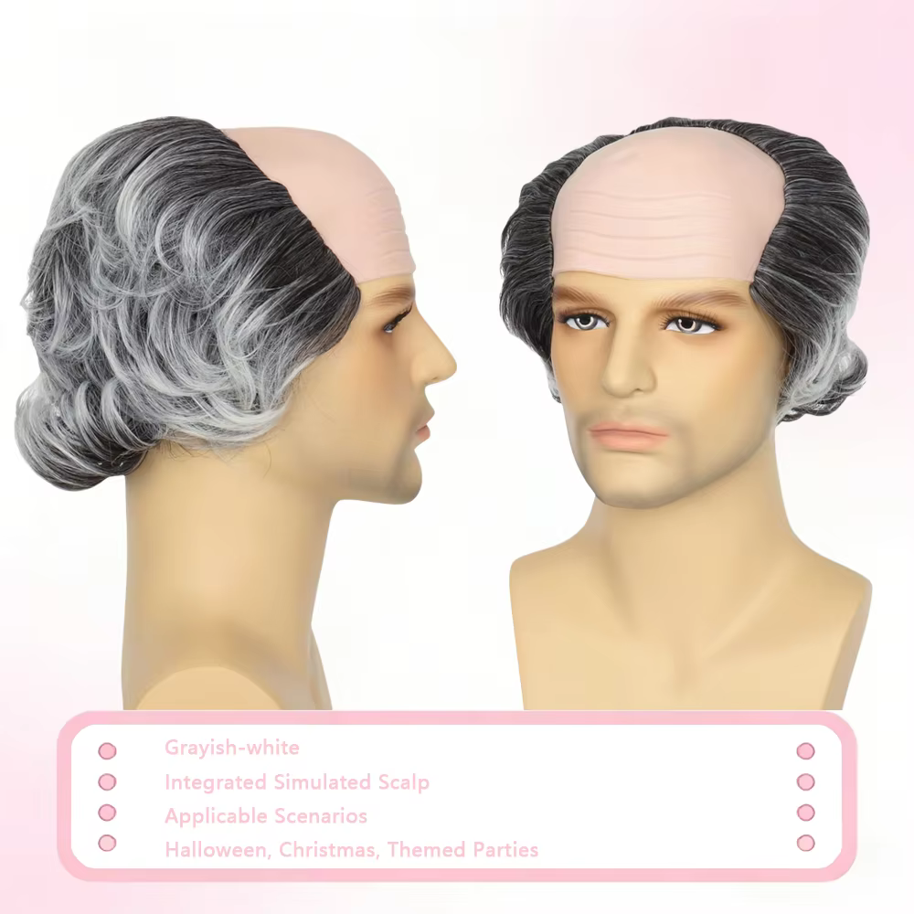 Perruque Courte Bouclée Noire pour Homme