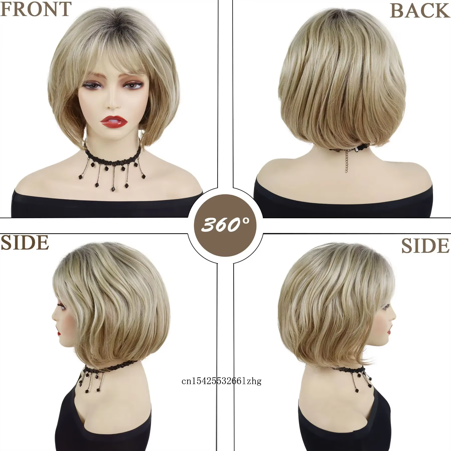 GNIMEGIL synthétique naturel faux cheveux court Bob maman perruques pour femmes couleur Blonde décontracté perruque
