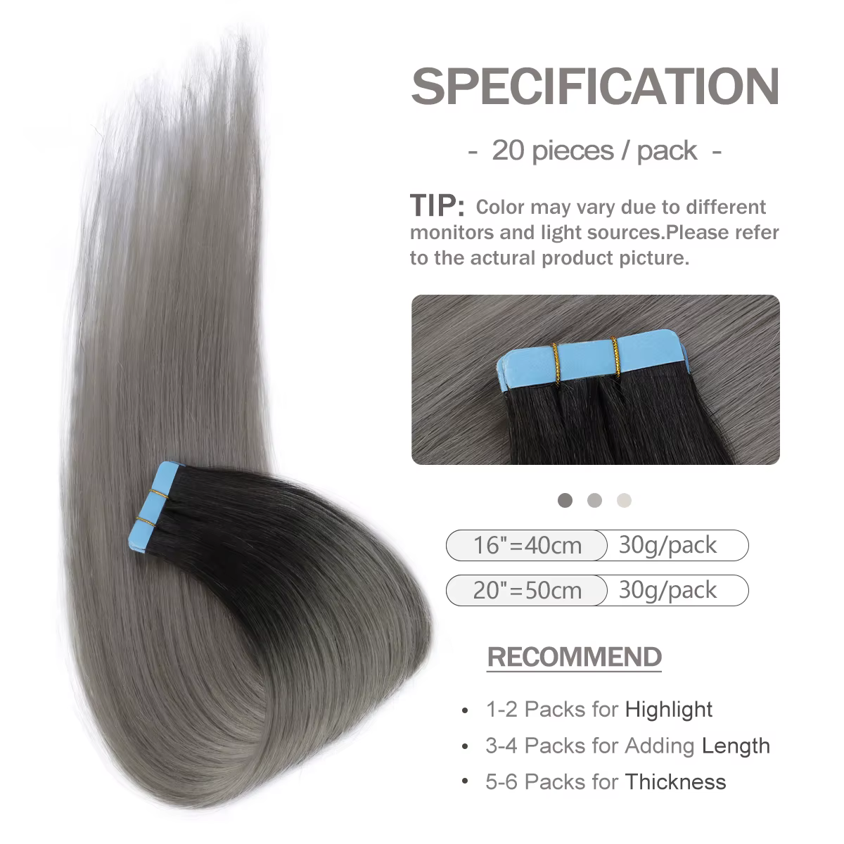 Extensions de cheveux à bandes adhésives MRS HAIR