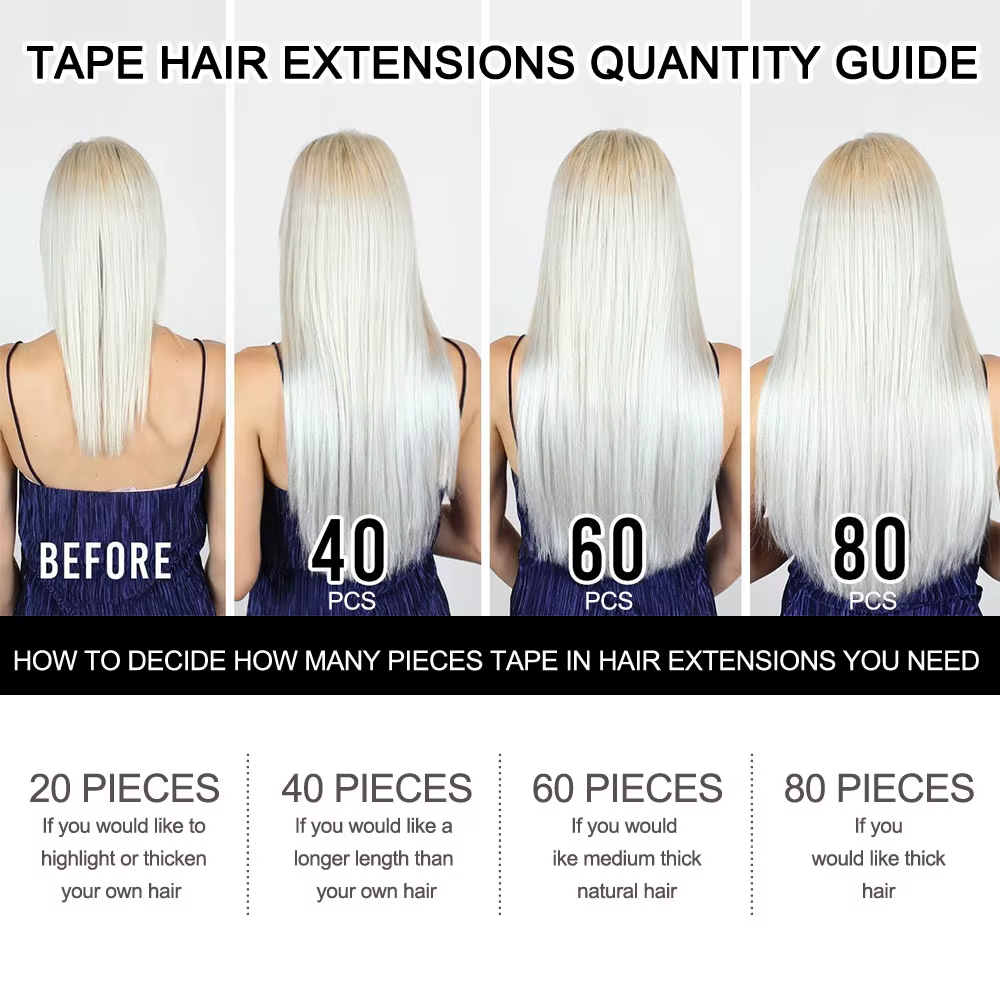 Extensions de Cheveux Humains Lisses Gris Ombré