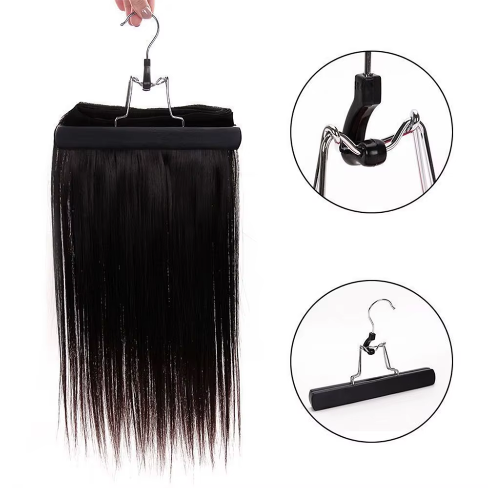 Sac de rangement portable noir pas cher pour perruques avec cintre