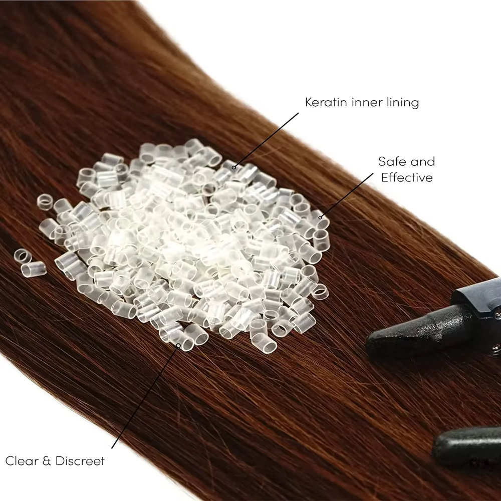 Tubes thermorétractables 500 pièces Extensions de cheveux Tubes thermorétractables avec adhésif couleur transparente 5535mm Fusion cheveux accessoires outils
