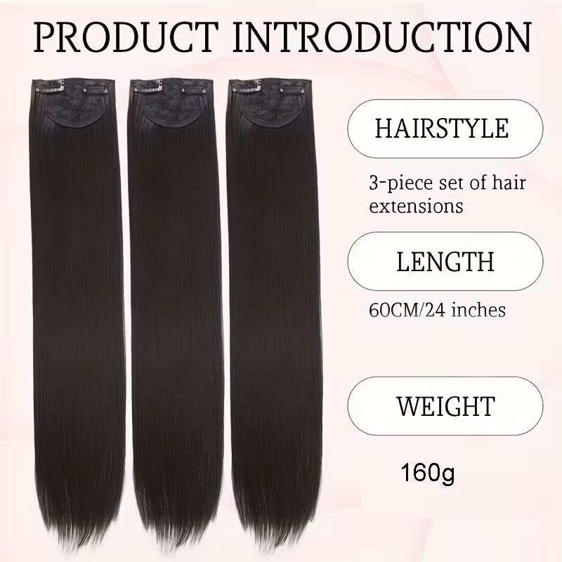 Extension capillaire synthétique longue et lisse de 24 pouces