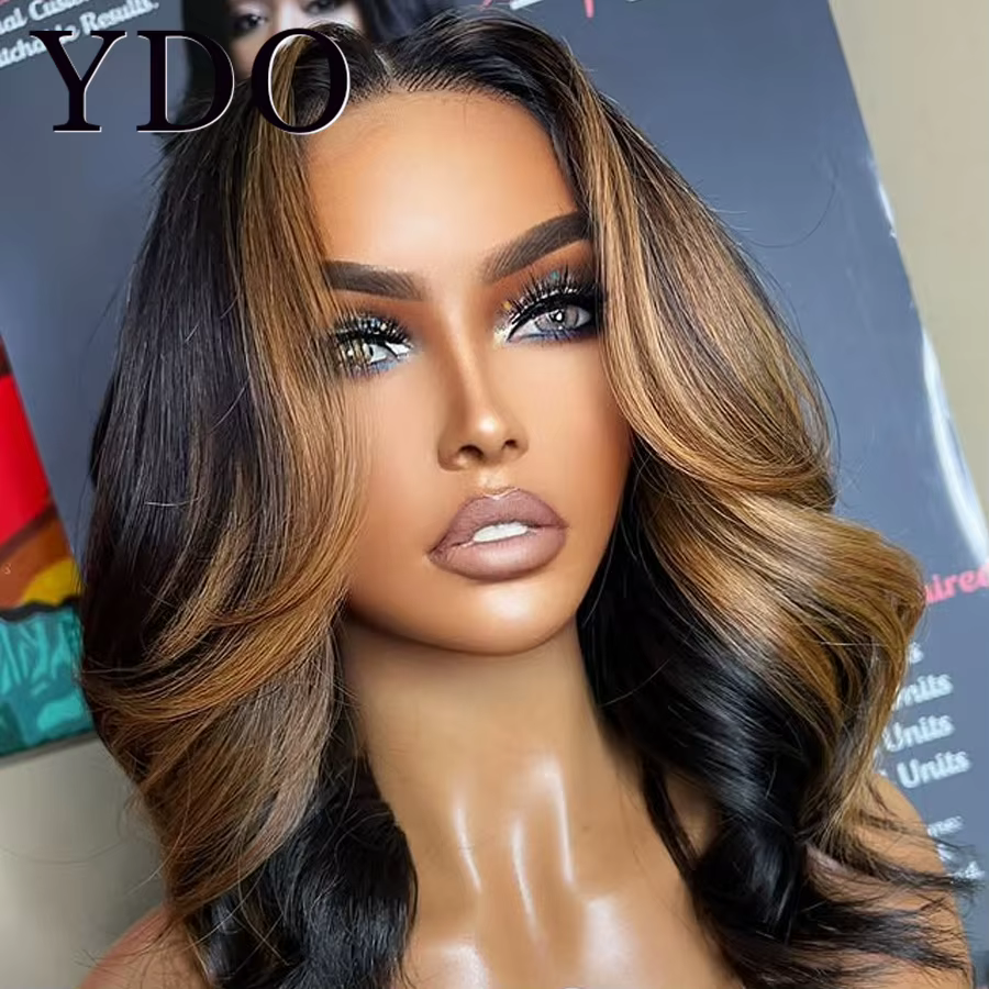 Ombre couleur mis en évidence 13x4 HD dentelle frontale perruques Blonde sans colle 5x5 porter Go HD