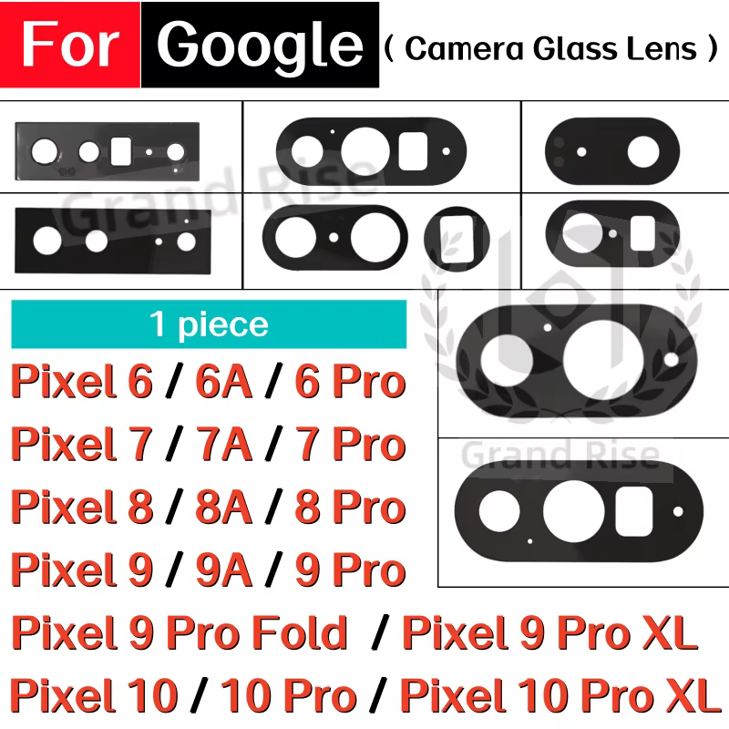 Lentille en verre de caméra arrière pour Google Pixel 6 6A 6Pro Pixel 7 7A 7Pro Pixel 8 8A 8Pro Pixel 9 9A Pixel 9Pro Fold XL Pixel 10 Pro XL