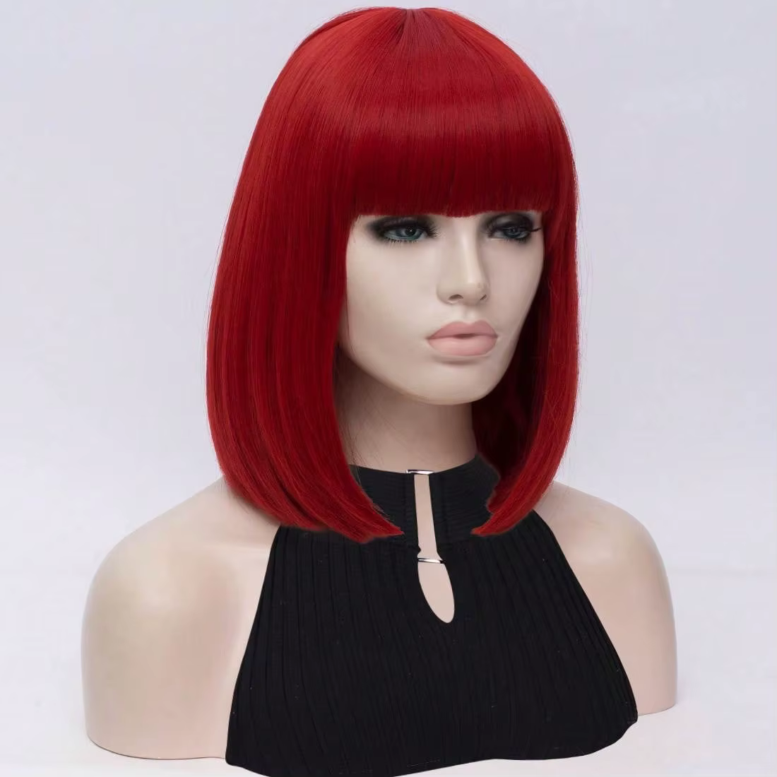 MSIWIGS femmes synthétiques droites courtes rouge Bob perruques avec frange Cosplay perruque femme