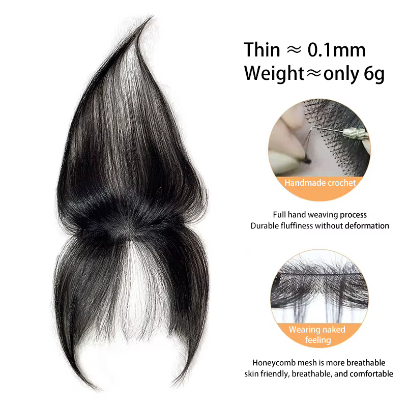 Extension de Cheveux 100% Naturels Gris avec Frange Française 3D