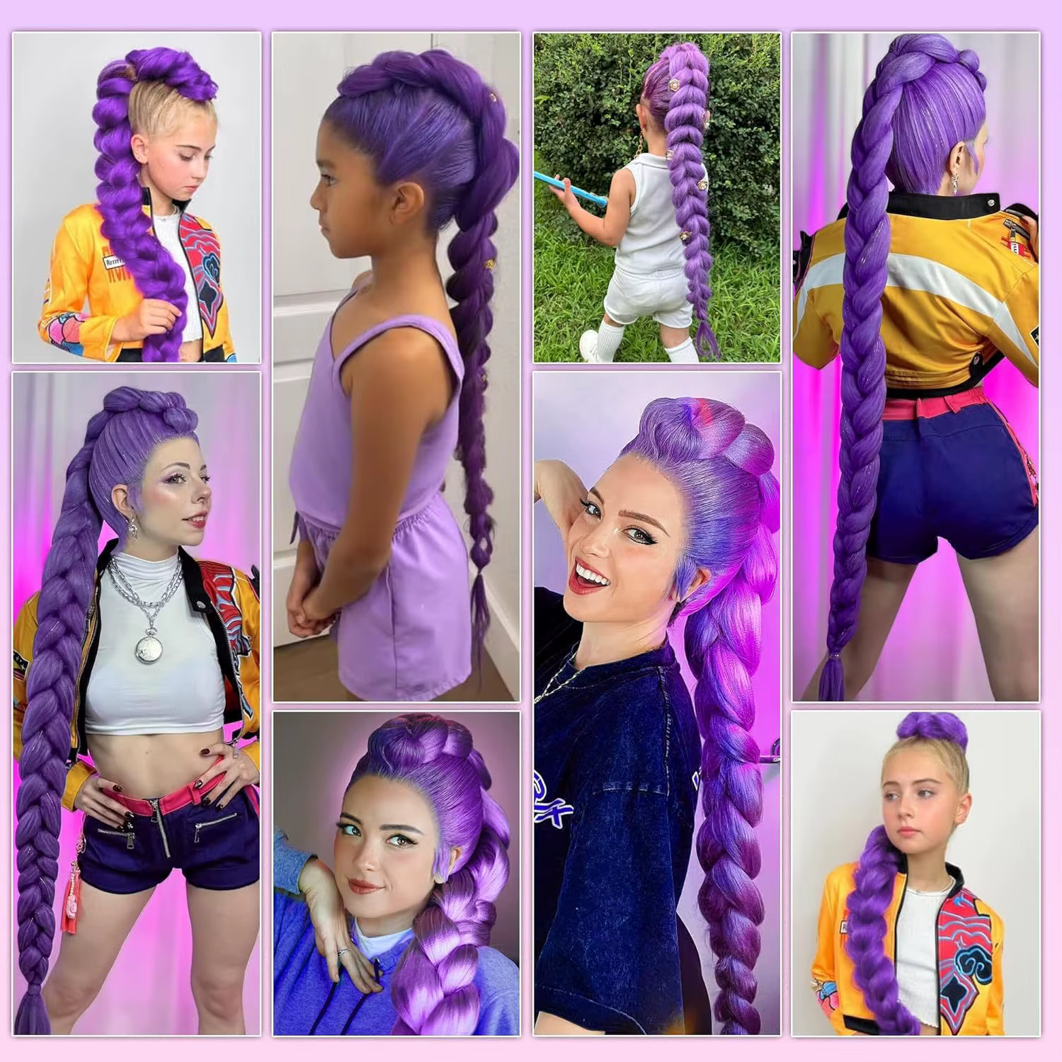 Extension de cheveux tressés Purple Dragon pour filles