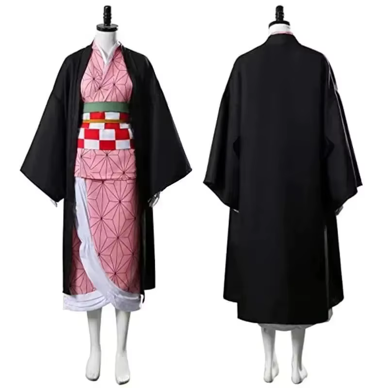 Nezuko Kamado Nezuko Cosplay Costume uniforme de perruque Nezuko avec accessoires pour adultes olympiques d'Halloween et de carnaval