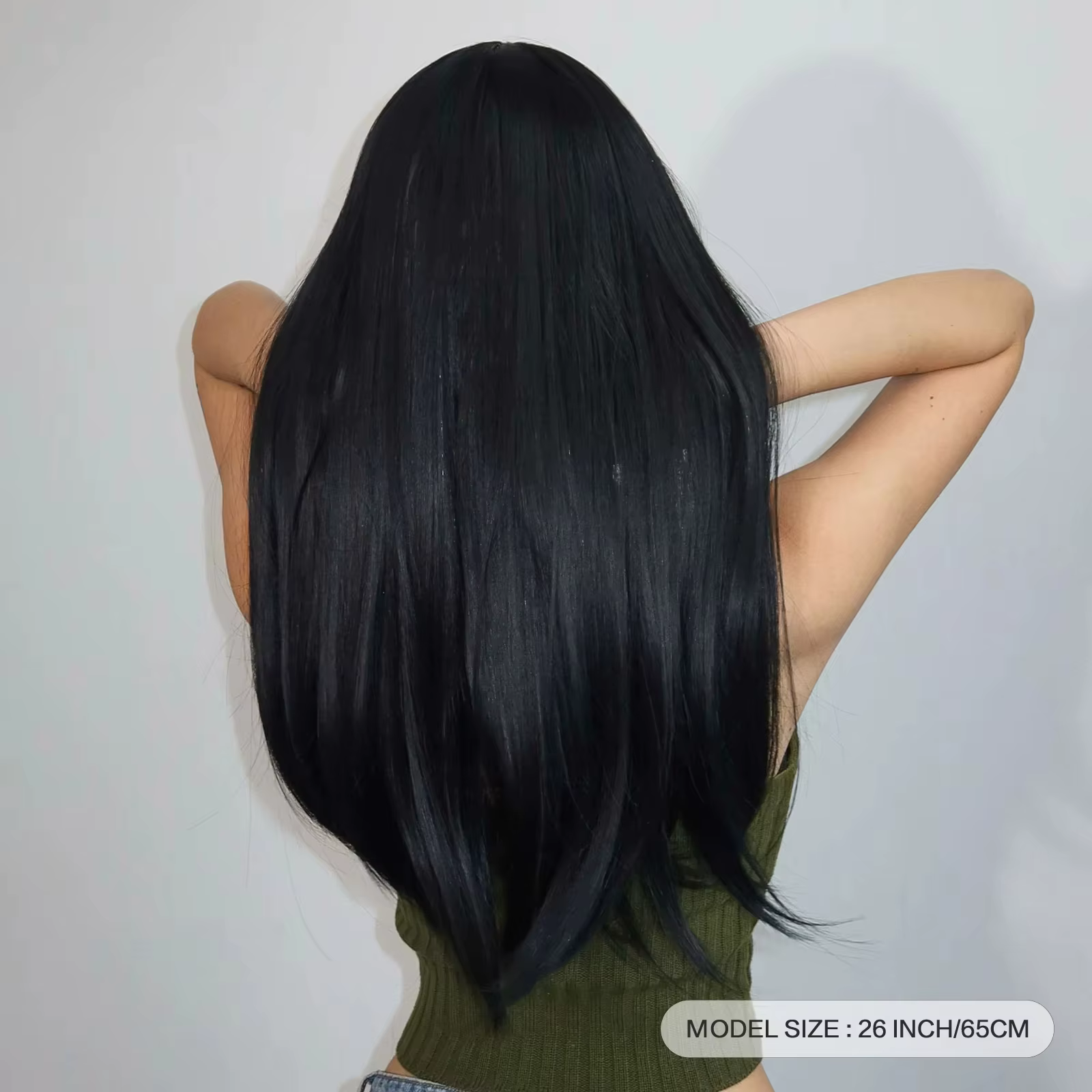 Nouvelle perruque synthétique de 26 pouces avec cheveux longs et raides – parfaite pour le cosplay d'Halloween