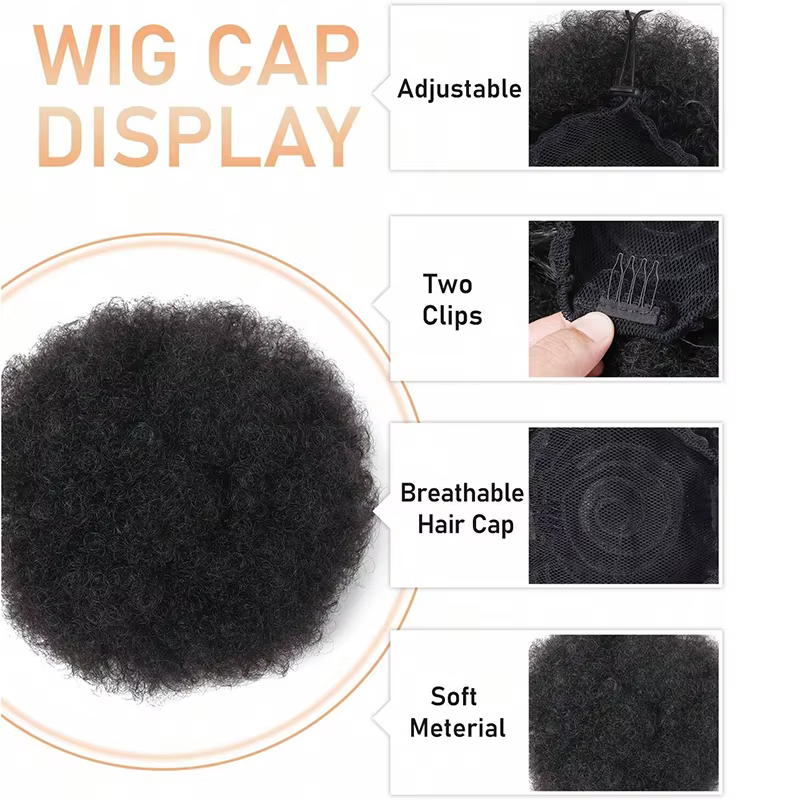Afro cheveux bouclés Chignons Updo Chignon cordon queue de cheval femmes court crépus