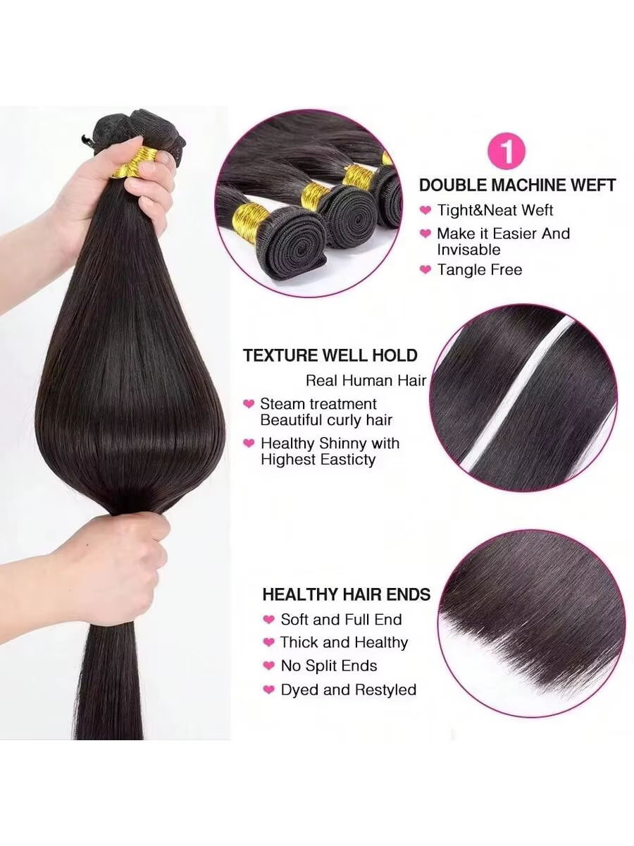 Extensions de cheveux vierges brésiliens lisses non traités