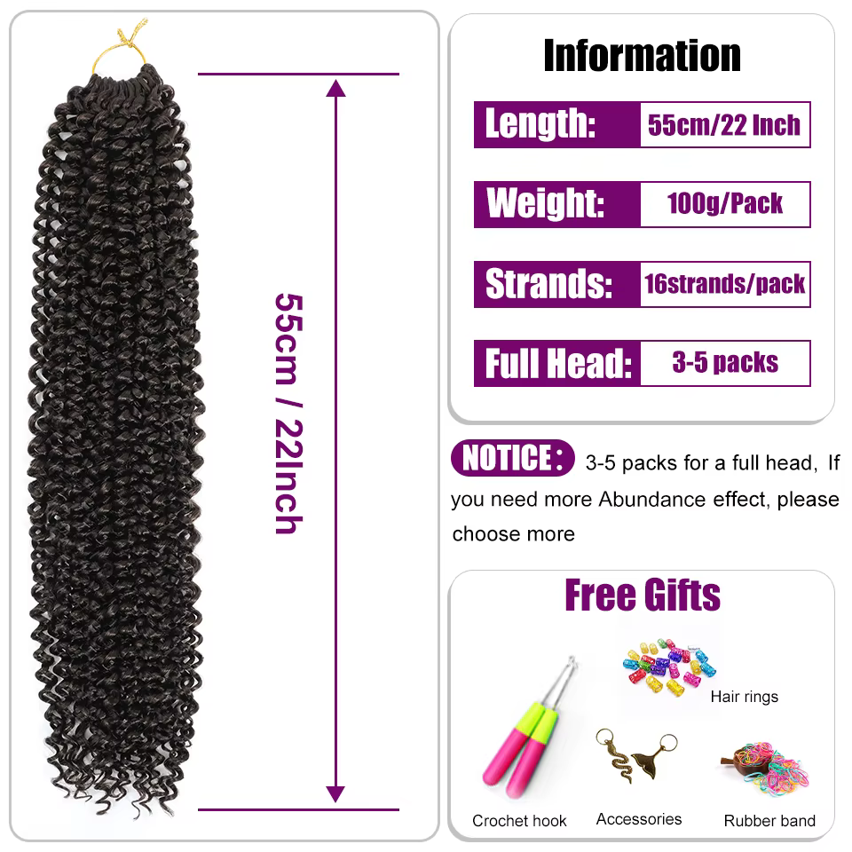 Extensions de Tresses Synthétiques au Crochet pour Femme