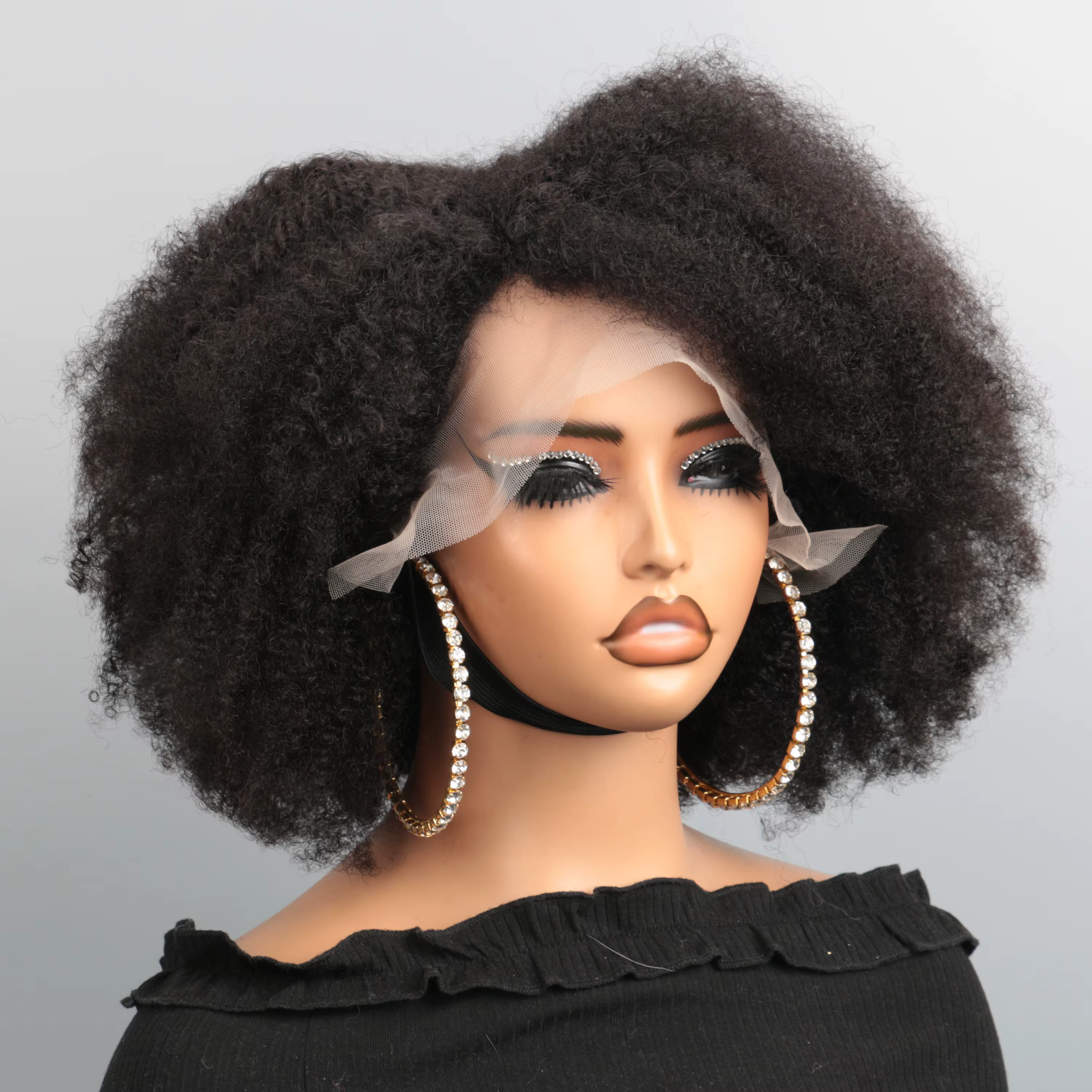 Perruque Bob Lace Front Wig naturelle crépue bouclée-Afro