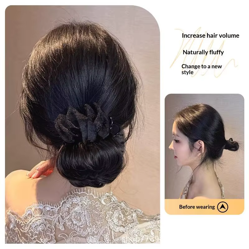 Chignon synthétique à clipser avec décoration en tulle