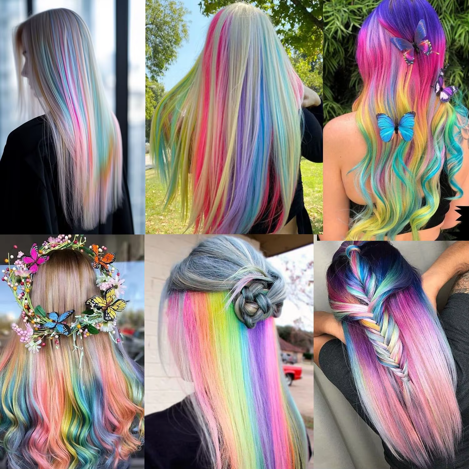 Extensions de cheveux synthétiques rose fluo qui brillent dans le noir