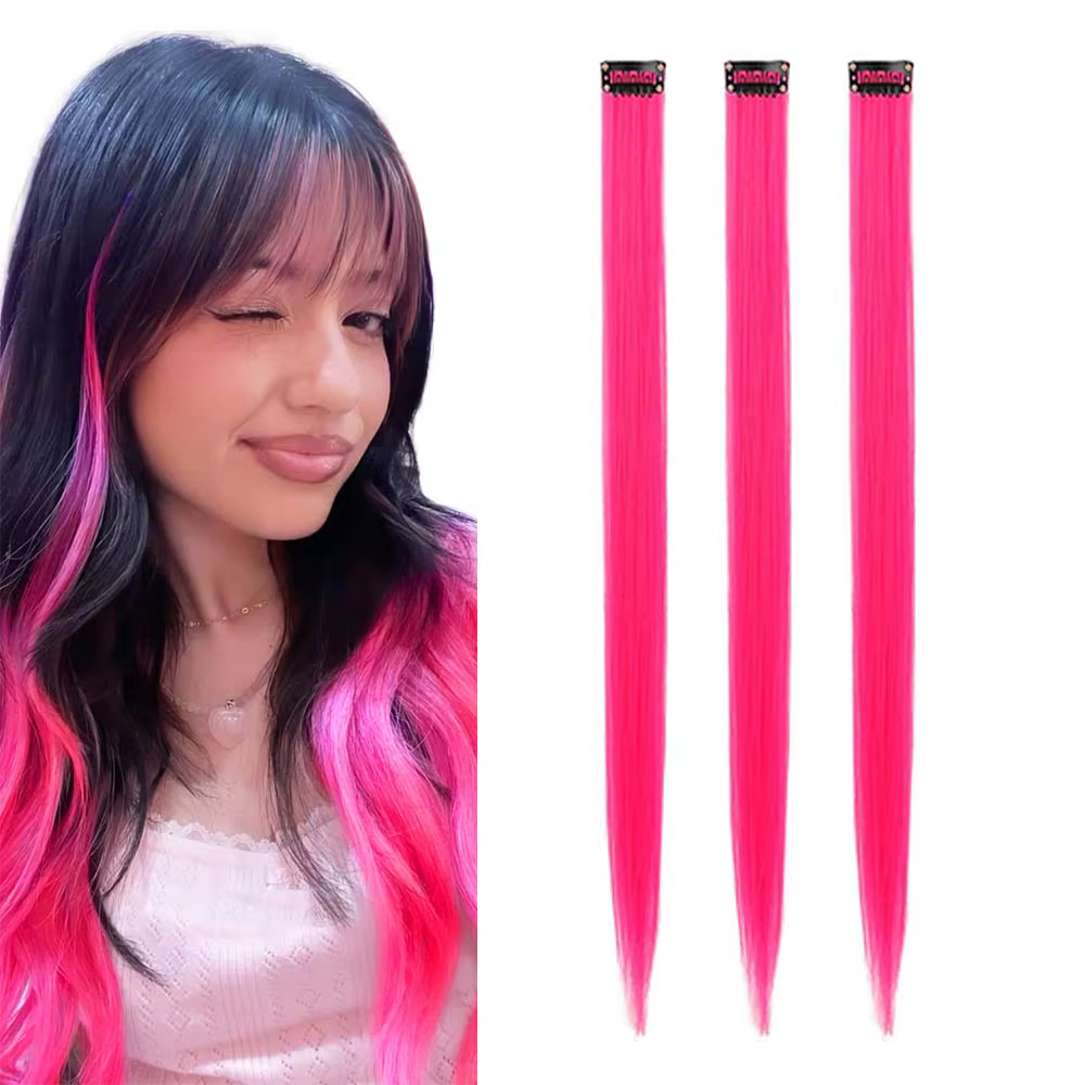 Extensions capillaires synthétiques colorées à clipser