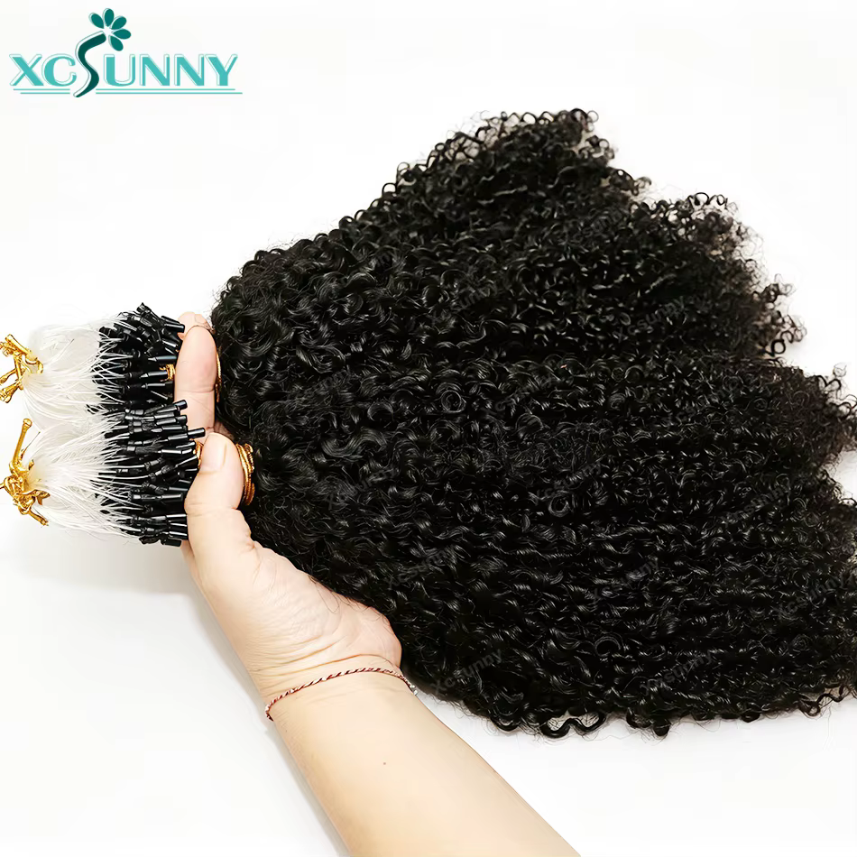 Extensions de cheveux bouclés crépus Micro Ring Loop 4C pour femmes noires, extensions de cheveux bouclés Micro Loop en gros