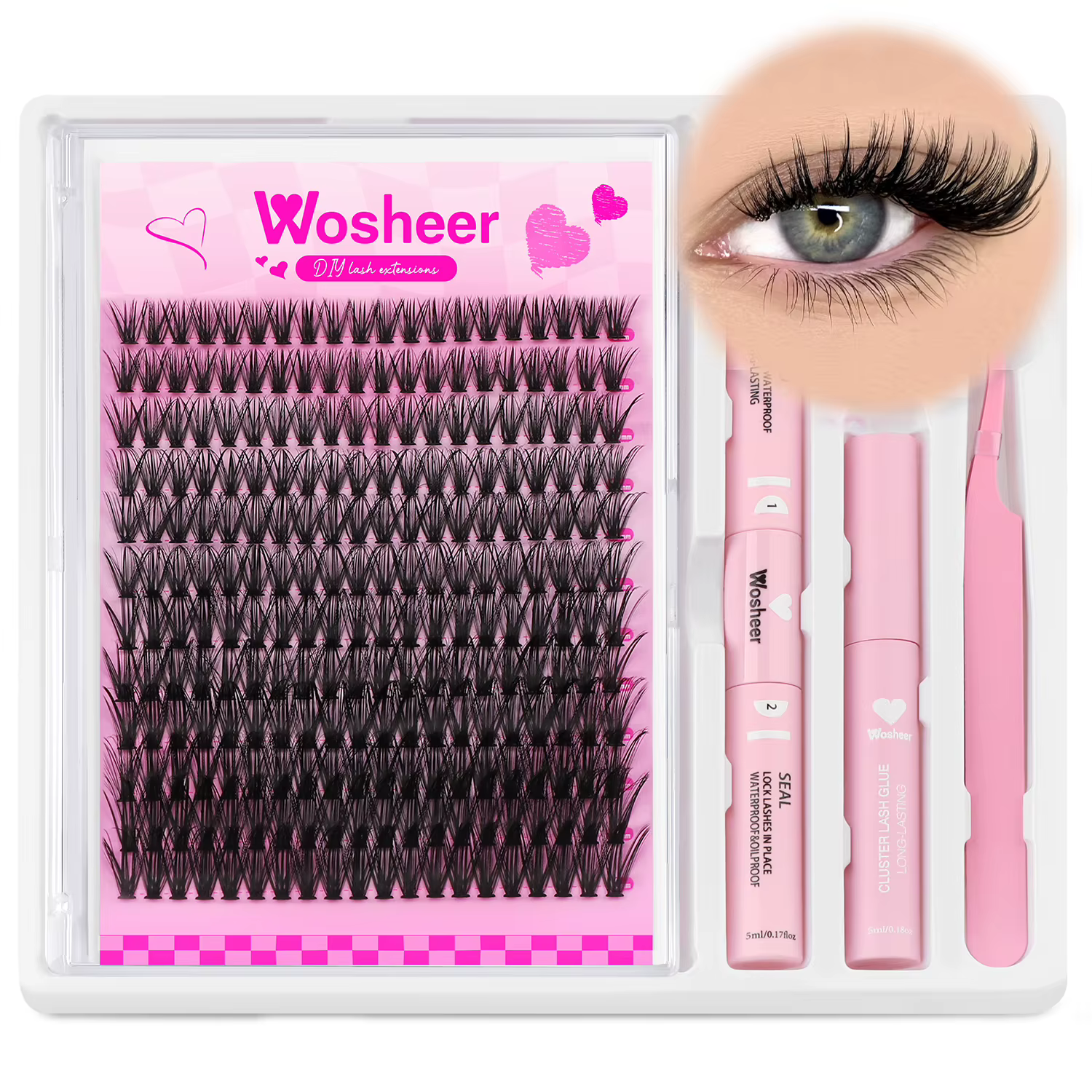WOSHEER Kit d'extension de cils bricolage grappes Kit