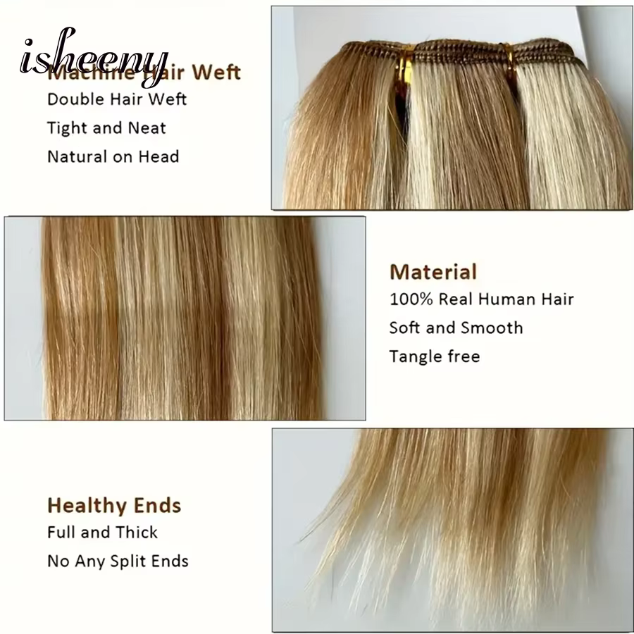 Extensions de cheveux humains blonds méchés