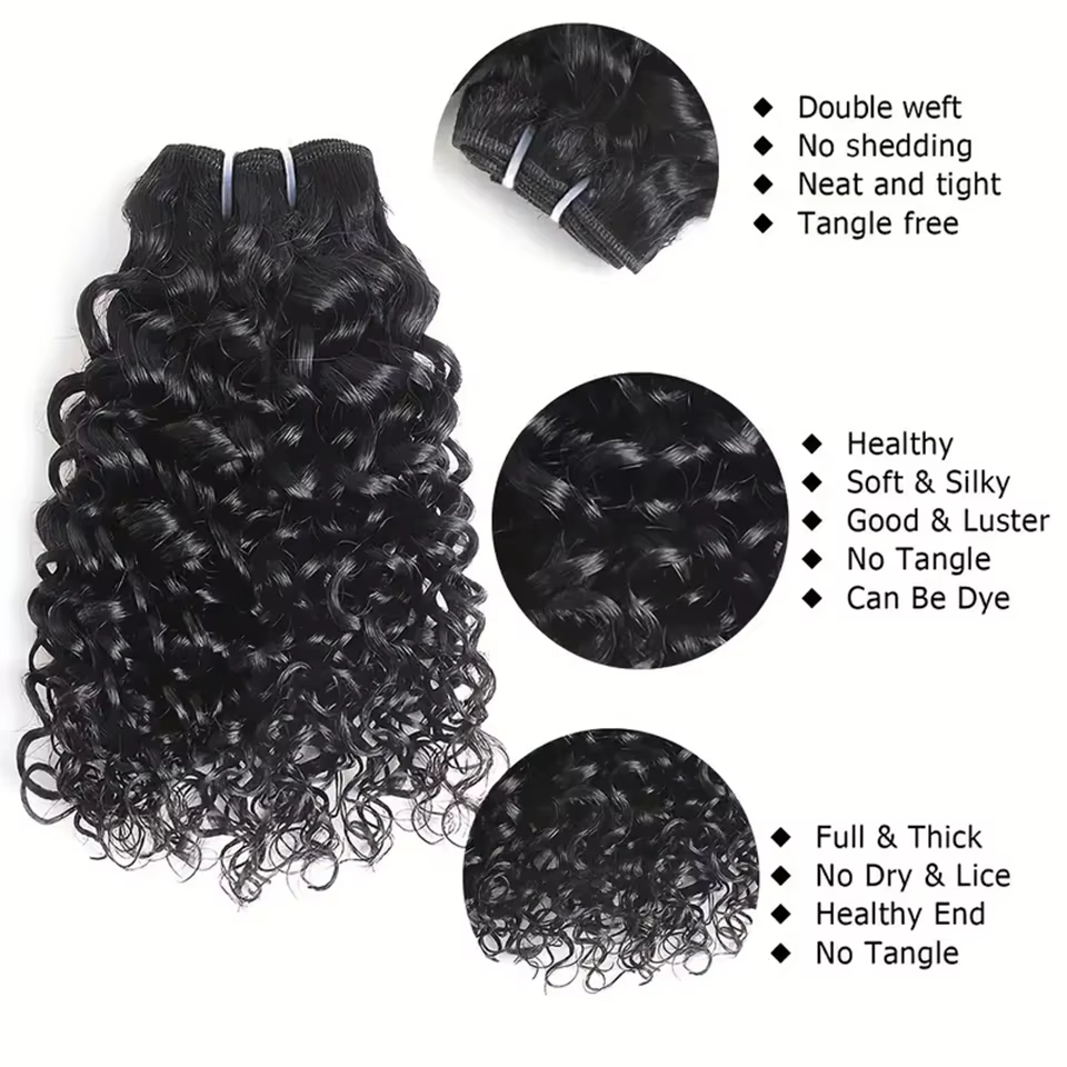 Mèches Naturelles Remy Courtes Crépues et Bouclées avec Closure