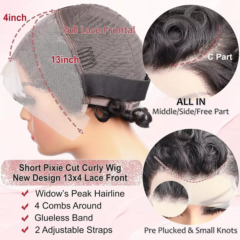 Perruque Lace Front Wig naturelle bouclée