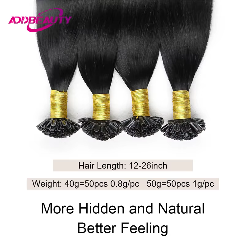 Extensions de cheveux lisses à pointe en U