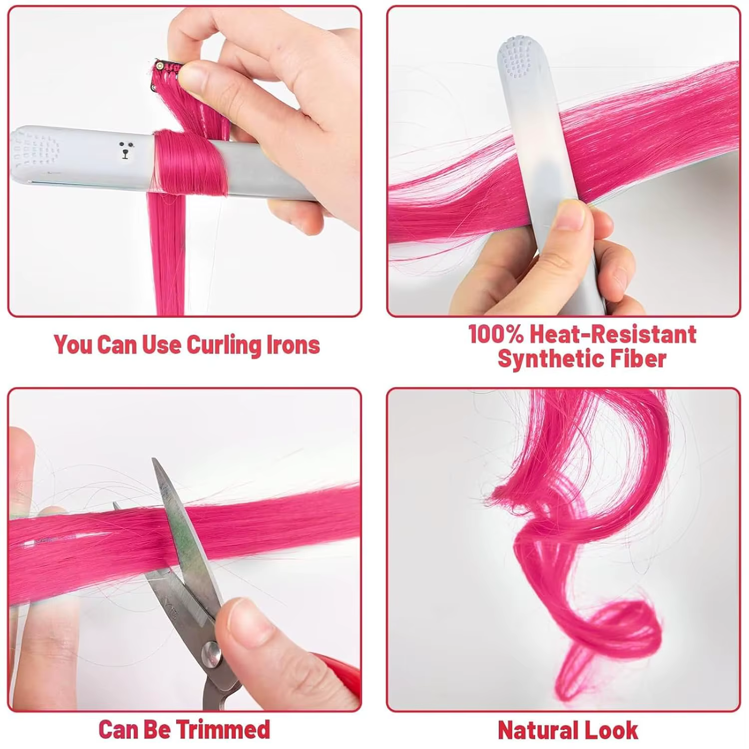 Extensions de cheveux synthétiques colorées à clips