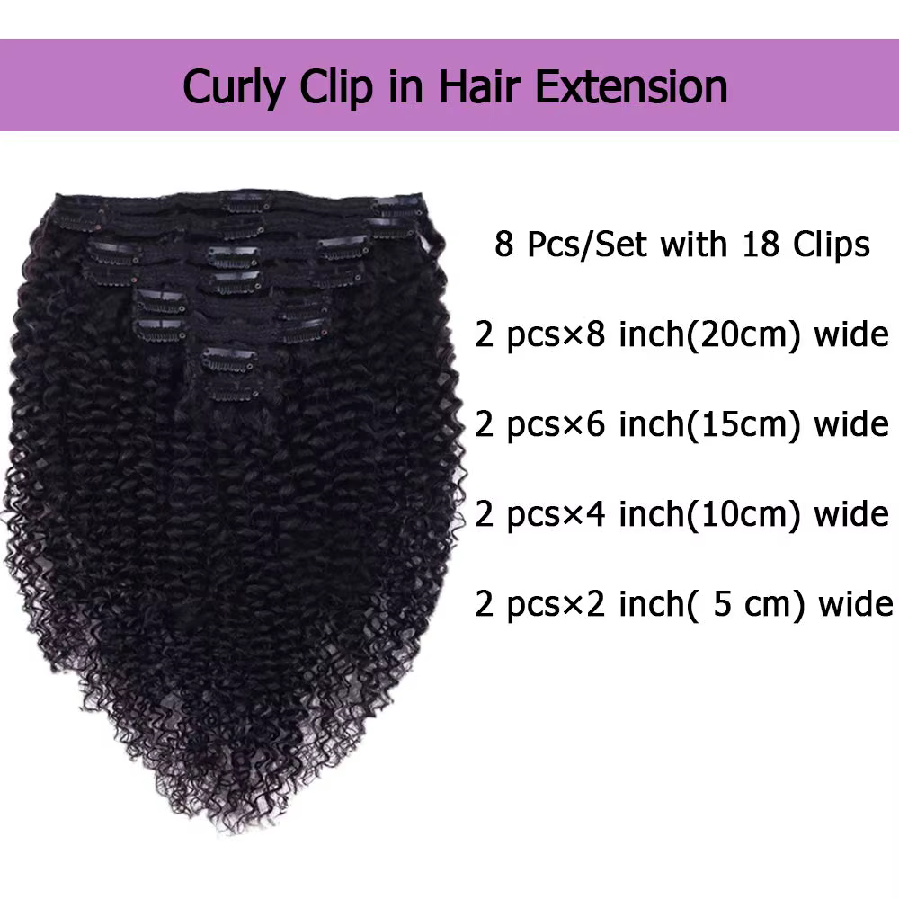 Extension de cheveux humains à clipser pour femmes noires