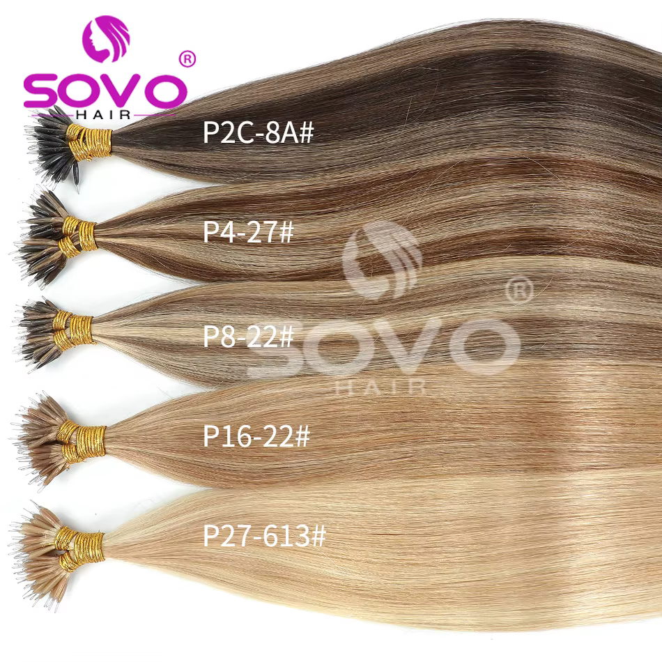 Extensions de cheveux naturels Nano Ring Remy lisses