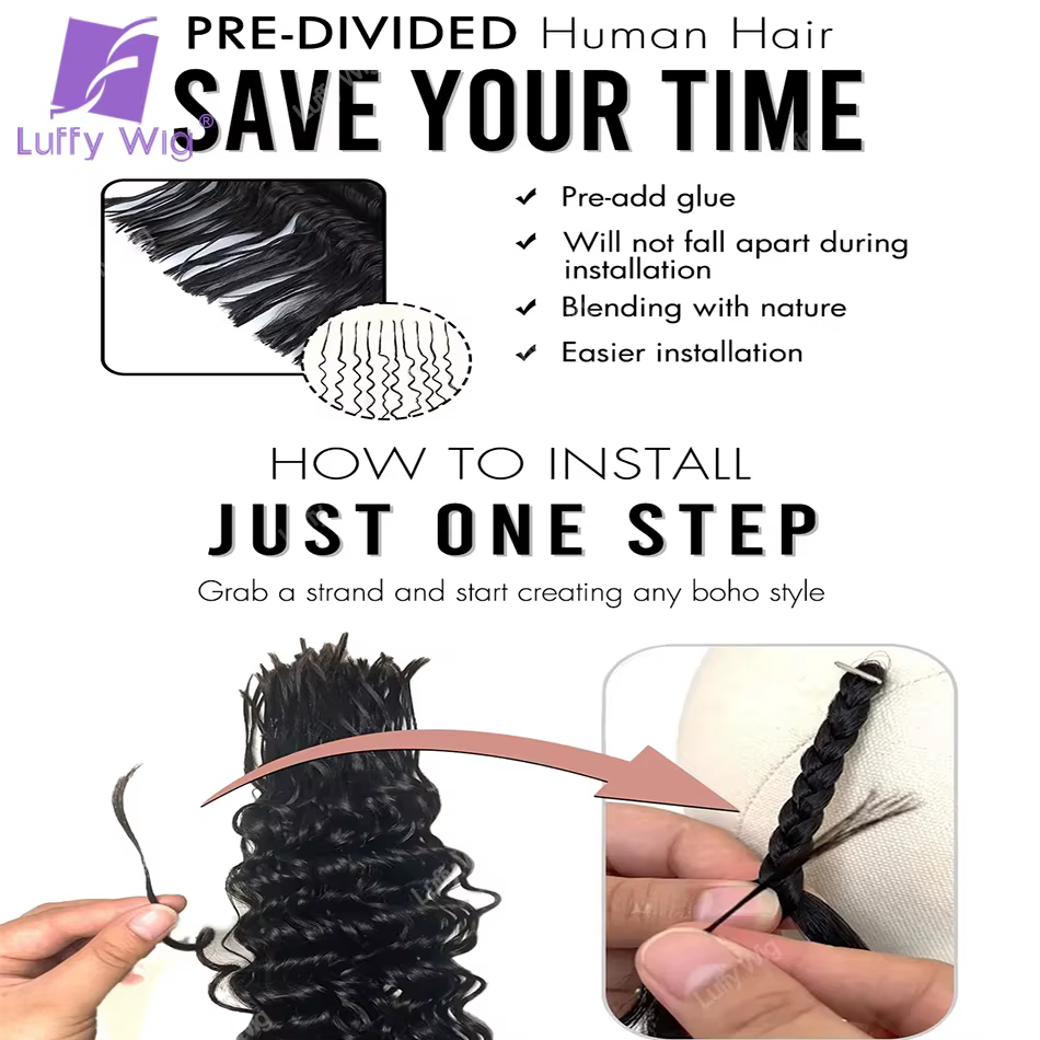 Tressage pré-divisé cheveux bouclés