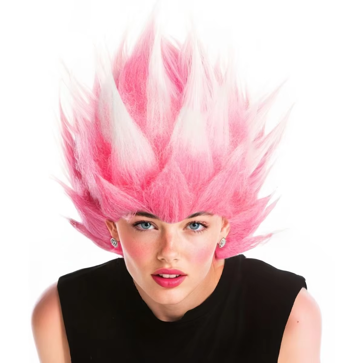 Perruque de Cosplay synthétique de Style Anime rose et blanc